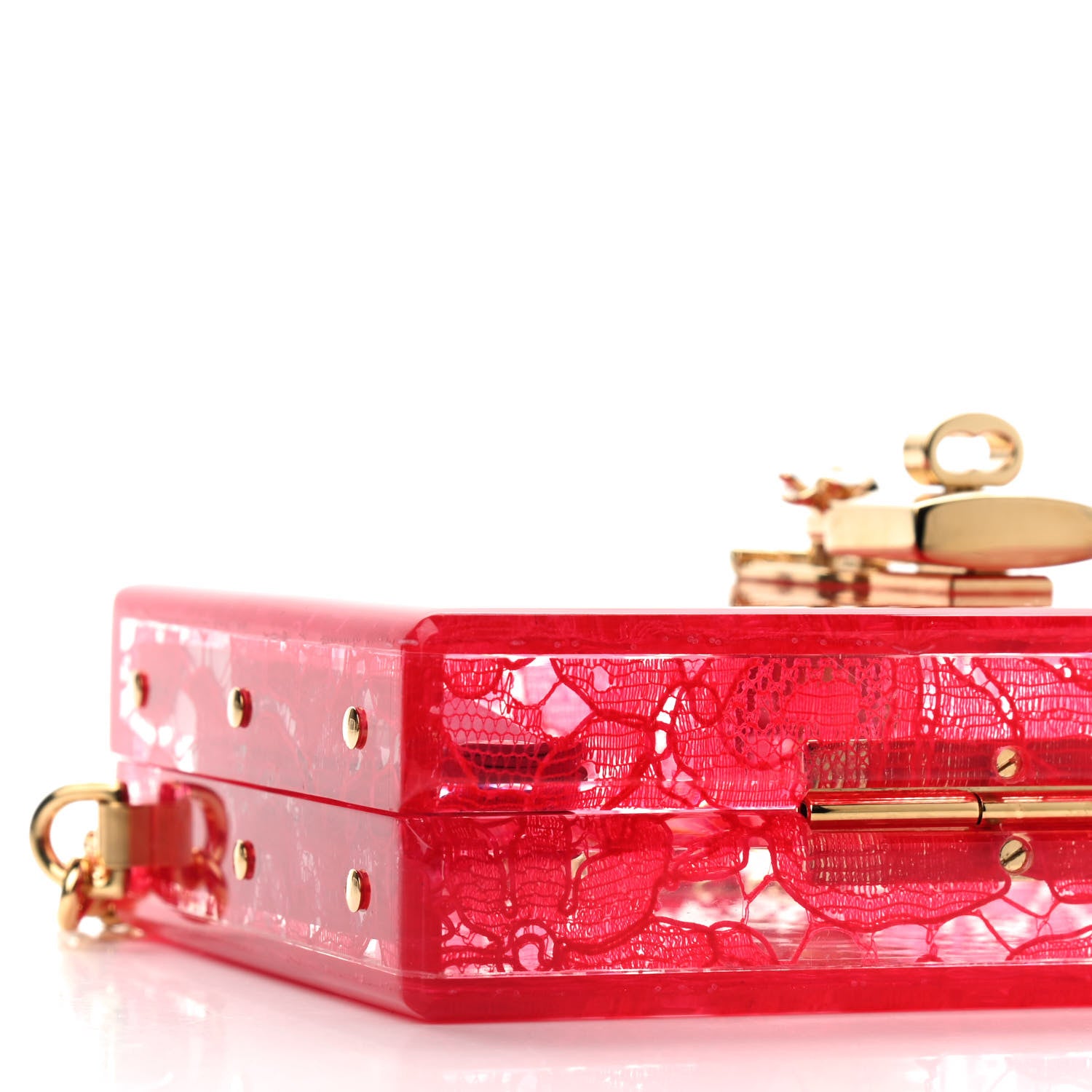 Dolce & Gabbana Plexiglass Lace Dolce Box Clutch Red 7 of 8