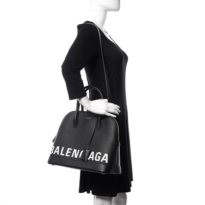 Balenciaga Signature Grained Calfskin Logo M Ville Top Handle Bag Black 2 of 8