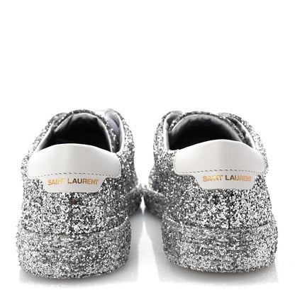 Saint Laurent Calfskin Crystal Glitter Andy Sneakers 37 Silver 6 of 11