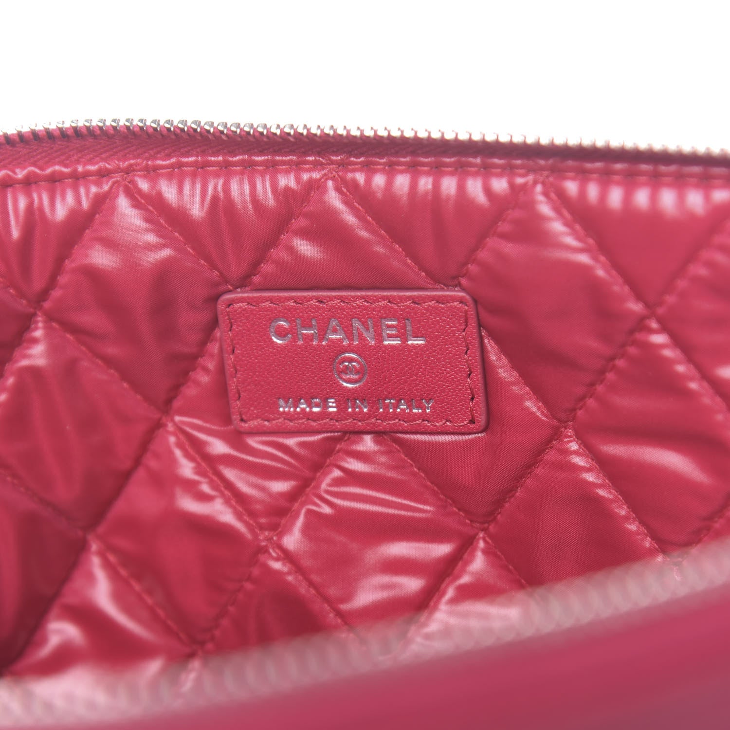 Chanel Lambskin Quilted Large Vintage Mademoiselle Cosmetic Case Red 6 of 9