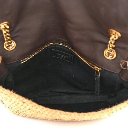 Saint Laurent Raffia Calfskin Monogram Medium Niki Chain Satchel Natural 5 of 14