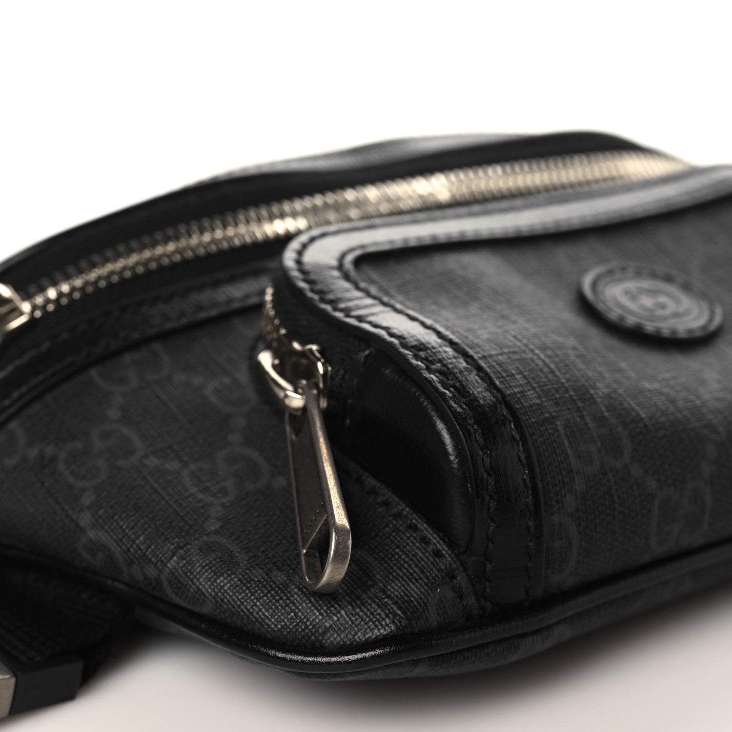 Gucci GG Supreme Monogram Textured Calfskin Retro Interlocking G Belt Bag Black 6 of 7