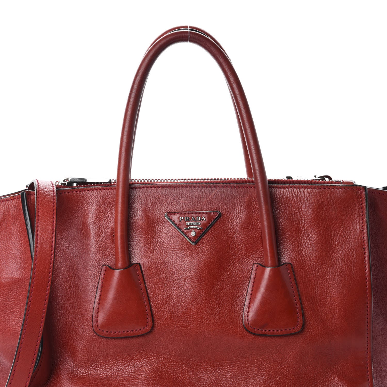 Prada Glace Calf Twin Pocket Tote Fuoco 14 of 14
