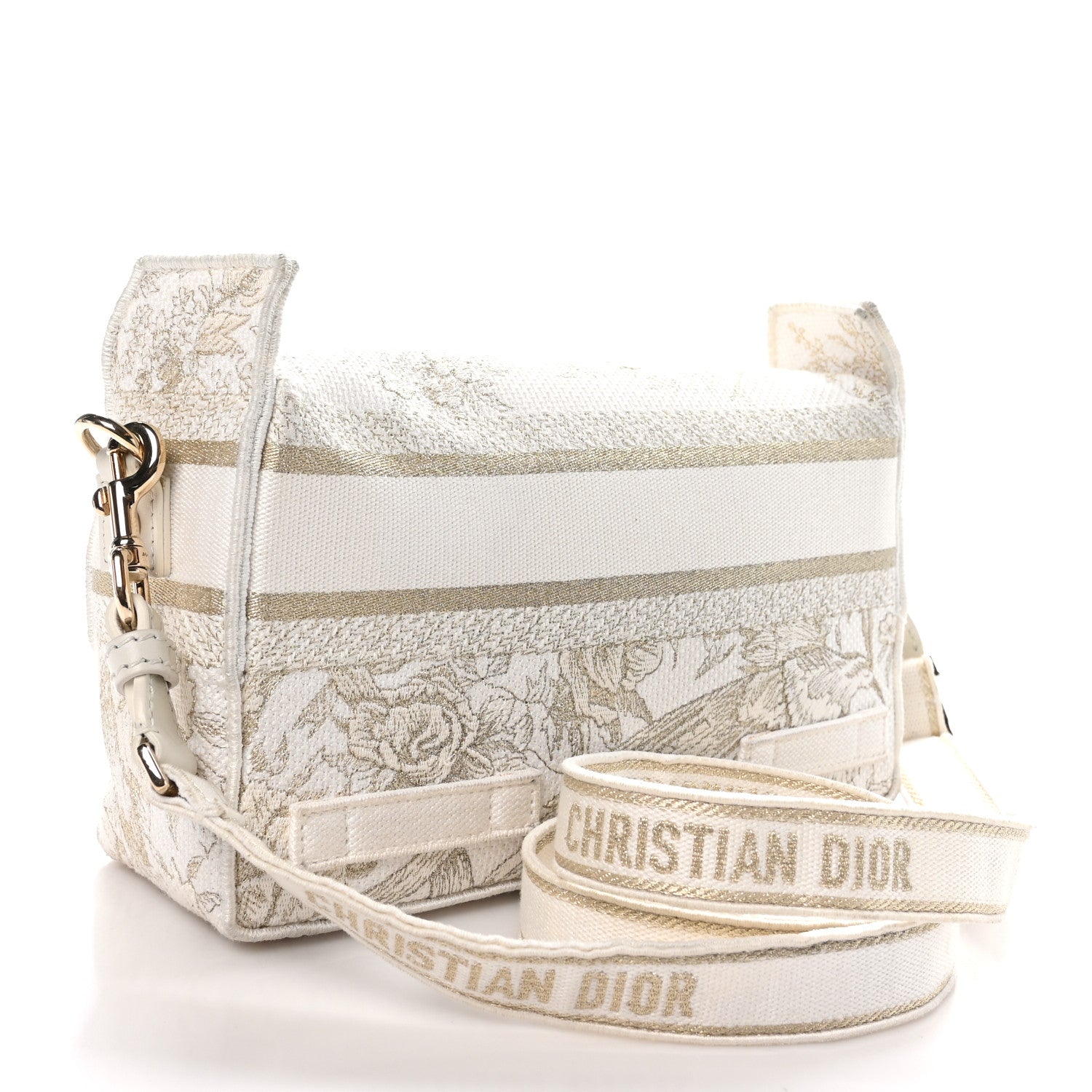 Christian Dior Canvas Embroidered Toile De Jouy Small Diorcamp Messenger White Gold 2 of 7