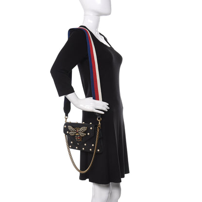 Gucci Nappa Pearl Studded Mini Queen Margaret Broadway Shoulder Bag Black 2 of 11