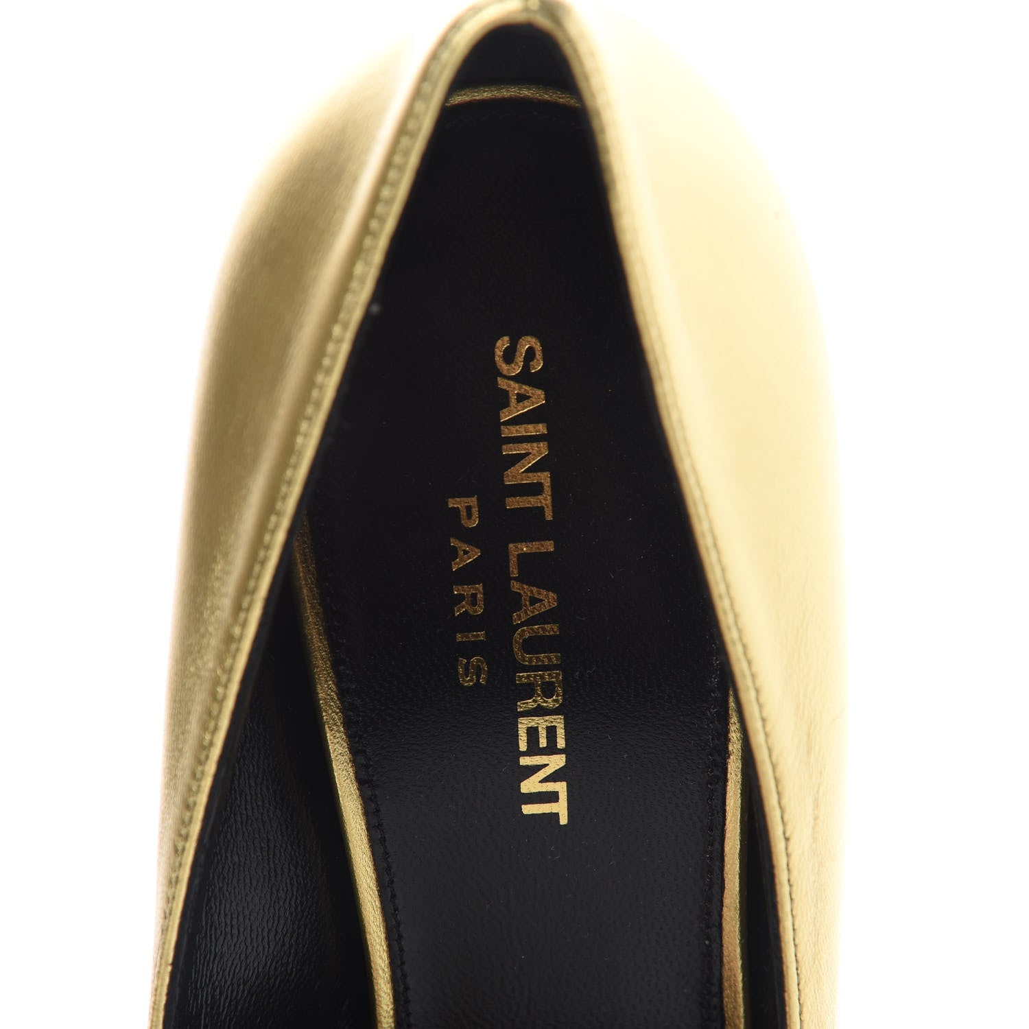 Saint Laurent Calfskin Opyum 85 Pumps 39 Gold 6 of 8