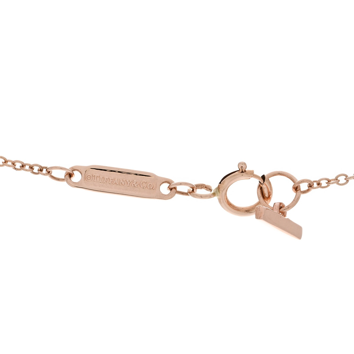 Tiffany 18K Rose Gold Diamond Tiffany T Two Open Vertical Bar Pendant Necklace 4 of 7