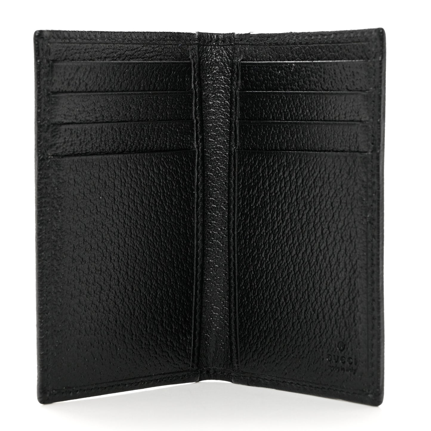 Textured Dollar Calfskin Horsebit Card Holder Black
