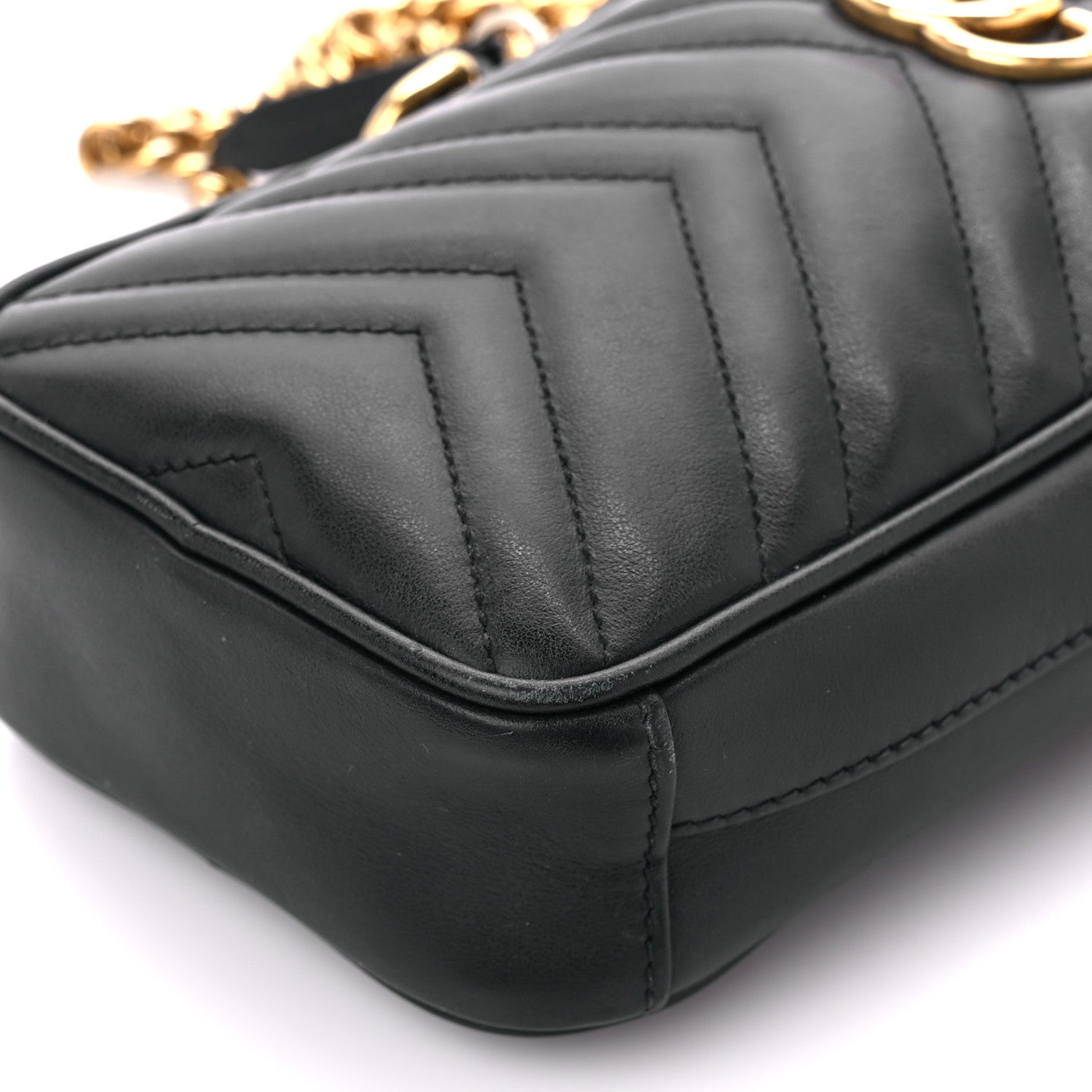 Gucci Calfskin Matelasse Mini GG Marmont Crossbody Bag Black 9 of 9