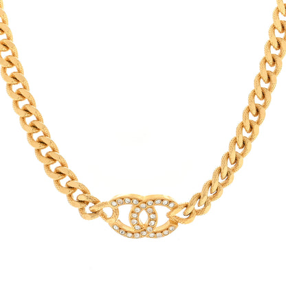 Chanel Crystal Chain Link CC Choker Necklace Gold 1 of 4
