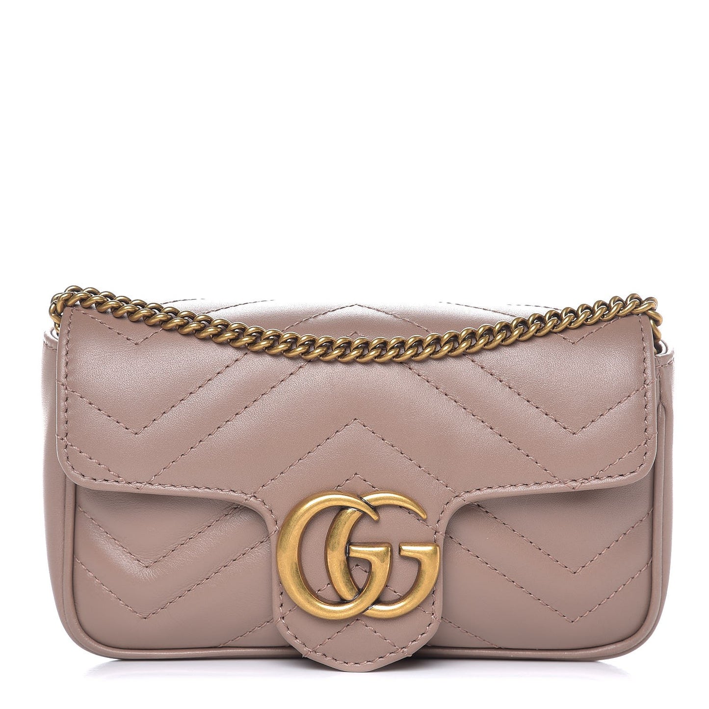 Calfskin Matelasse Super Mini GG Marmont Shoulder Bag Porcelain Rose