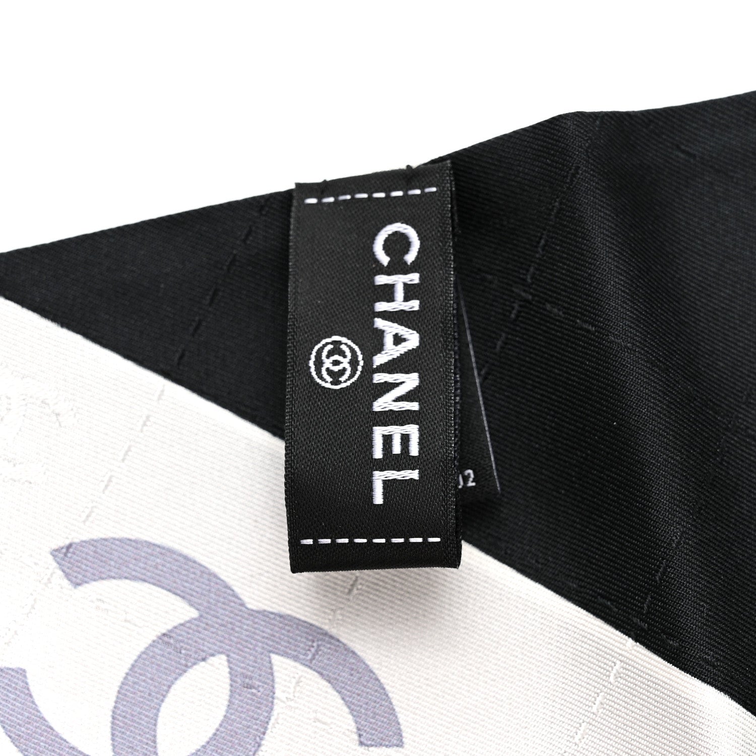 Chanel Silk CC Slim Bandeau Scarf Ecru Black Grey 3 of 4