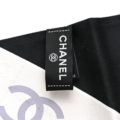 Chanel Silk CC Slim Bandeau Scarf Ecru Black Grey 3 of 4