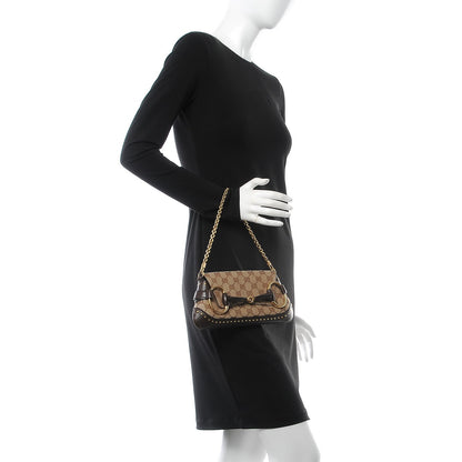 Gucci Monogram Studded Horsebit Clutch Dark Brown 2 of 13
