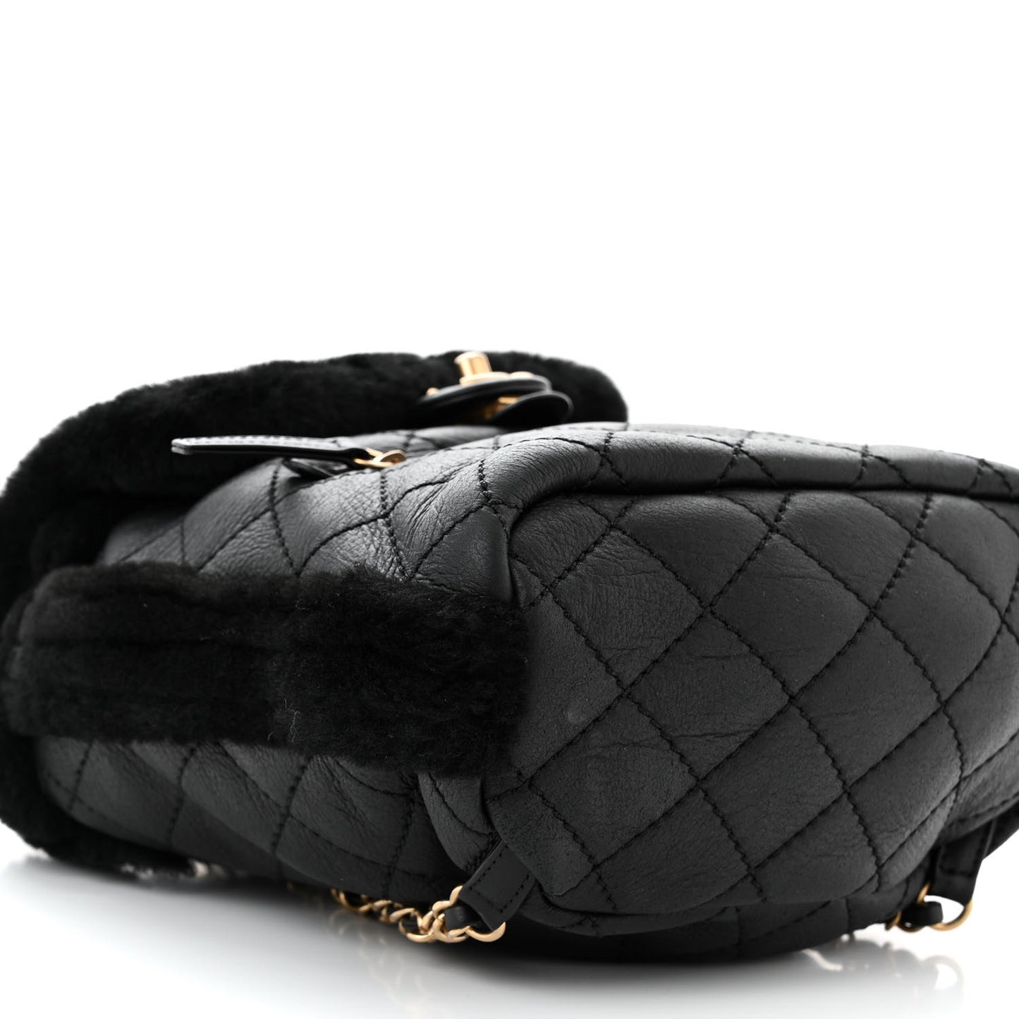 Lambskin Shearling Quilted CC Backpack Black