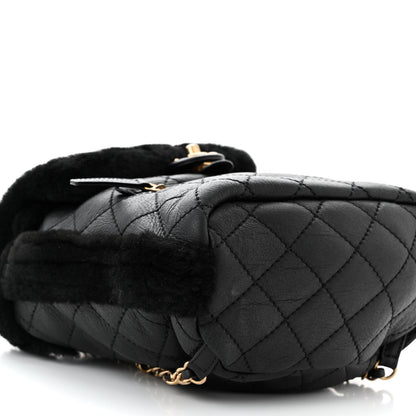 Chanel Lambskin Shearling Quilted CC Backpack Black 9 of 10
