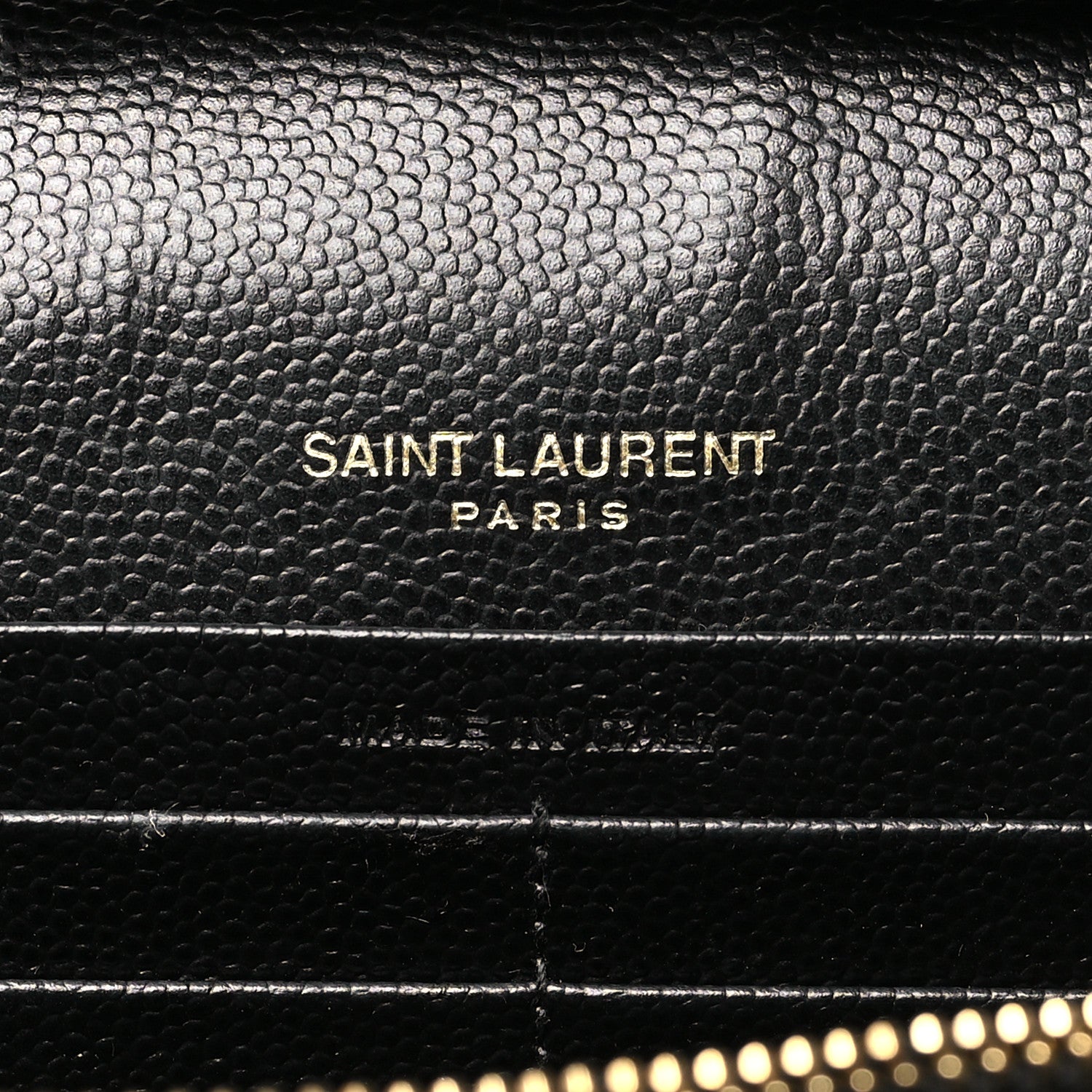 Saint Laurent Grain De Poudre Matelasse Chevron Monogram Chain Wallet Black 6 of 11