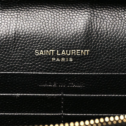 Saint Laurent Grain De Poudre Matelasse Chevron Monogram Chain Wallet Black 6 of 11