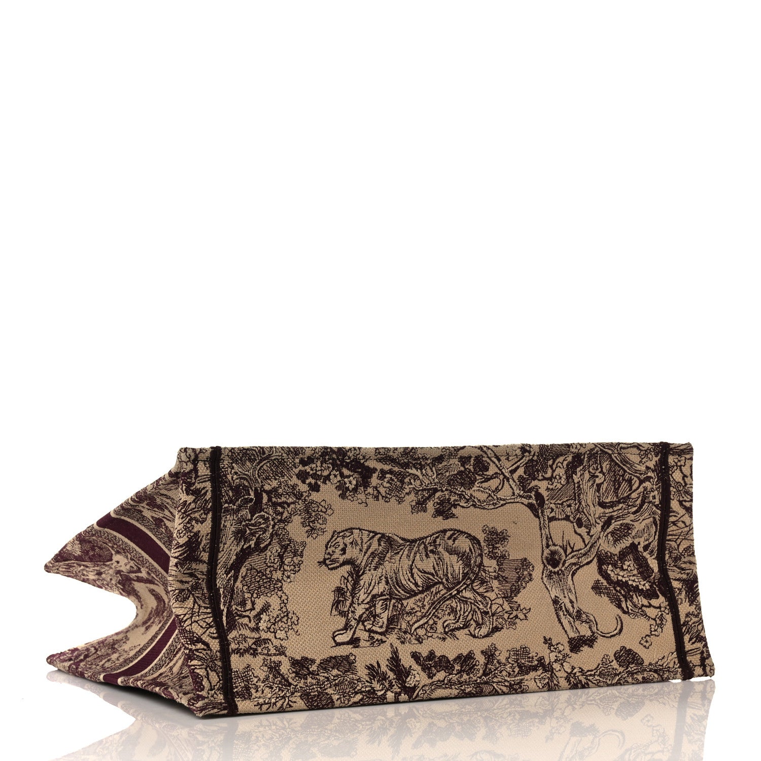 Christian Dior Canvas Embroidered Large Dioriviera Toile De Jouy Book Tote Burgundy 4 of 11
