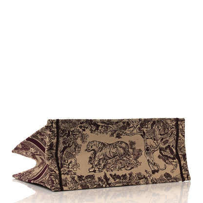 Christian Dior Canvas Embroidered Large Dioriviera Toile De Jouy Book Tote Burgundy 4 of 11