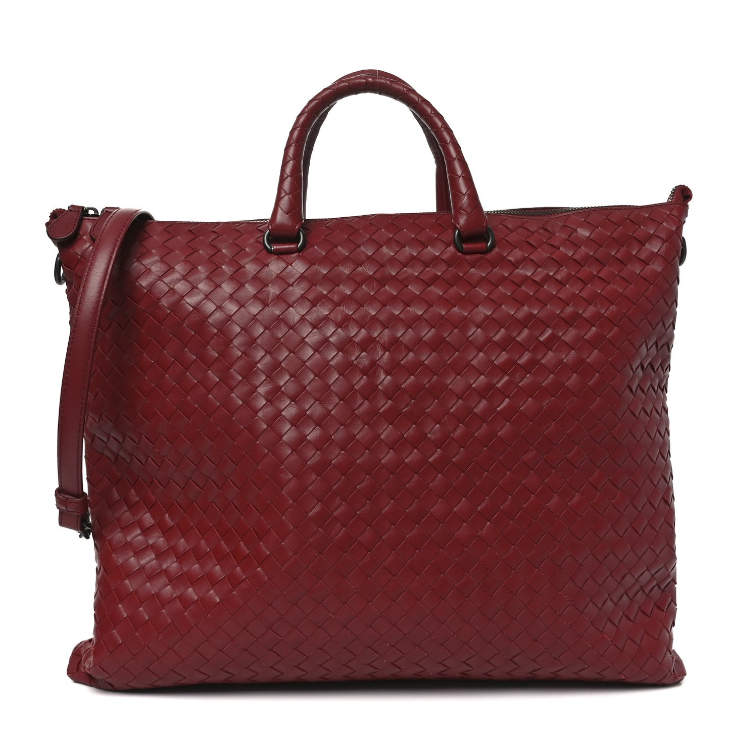 Nappa Intrecciato Medium Convertible Tote Burgundy