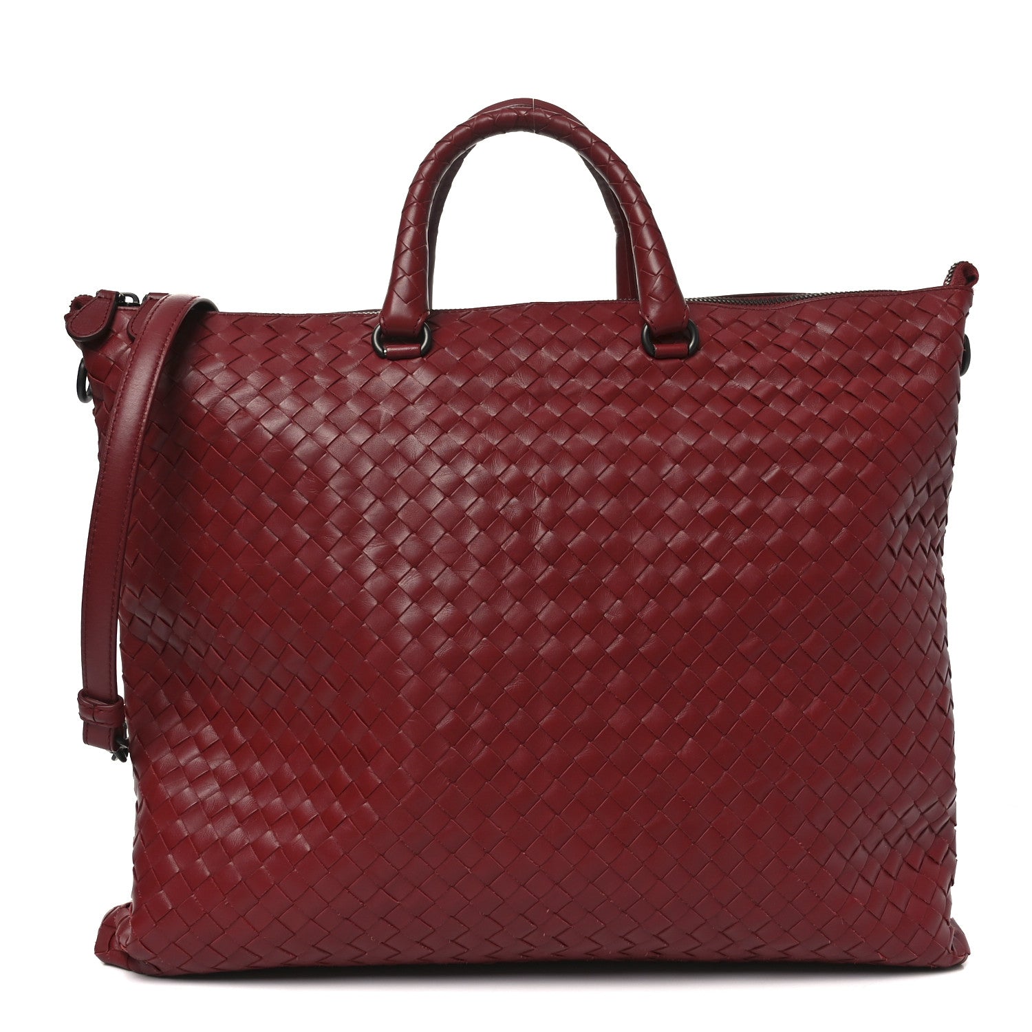 Bottega Veneta Nappa Intrecciato Medium Convertible Tote Burgundy 1 of 11