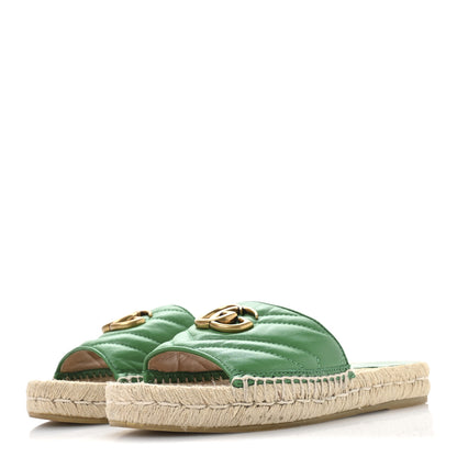 Gucci Nappa Matelasse GG Marmont Espadrille Slide Sandals 35.5 New Shamarock 4 of 8