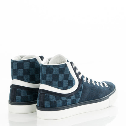 Louis Vuitton Damier Denim Sprinter Sneaker Boots 10.5 Marine 4 of 8