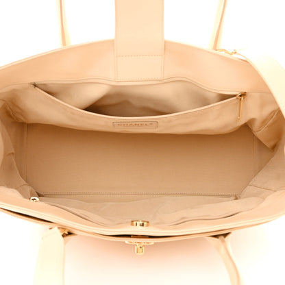 Chanel Calfskin Cerf Executive Shopper Tote Light Beige 6 of 19