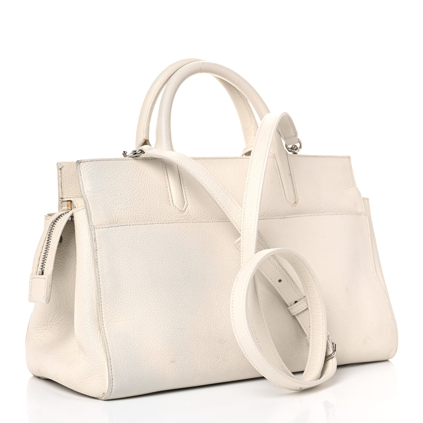Grained Calfskin Small Rive Gauche White