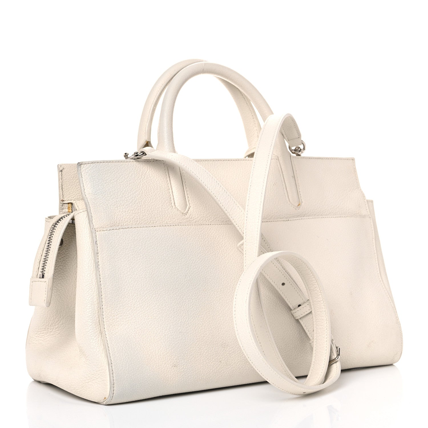 Saint Laurent Grained Calfskin Small Rive Gauche White 3 of 35