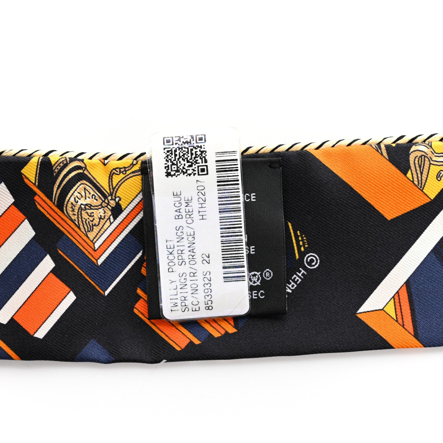 Hermes Silk Springs Springs Bague Twilly Black Orange Creme 3 of 4