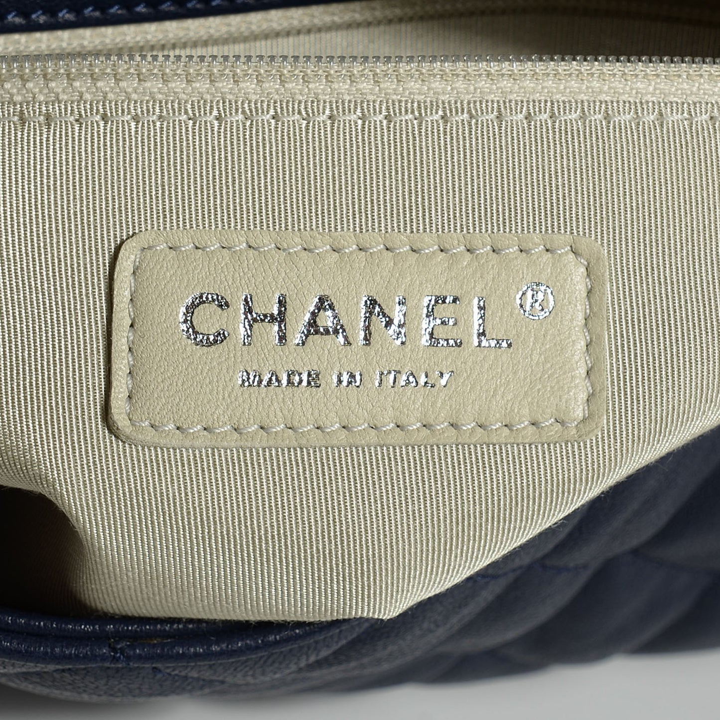 Washed Lambskin Quilted Chain Around Maxi Flap Dark Navy Blue
