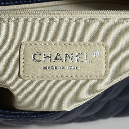 Chanel Washed Lambskin Quilted Chain Around Maxi Flap Dark Navy Blue 6 of 7