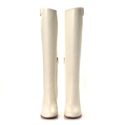 Valentino Garavani Calfskin Vlogo Knee High 105mm Boots 37 Ivory 3 of 12