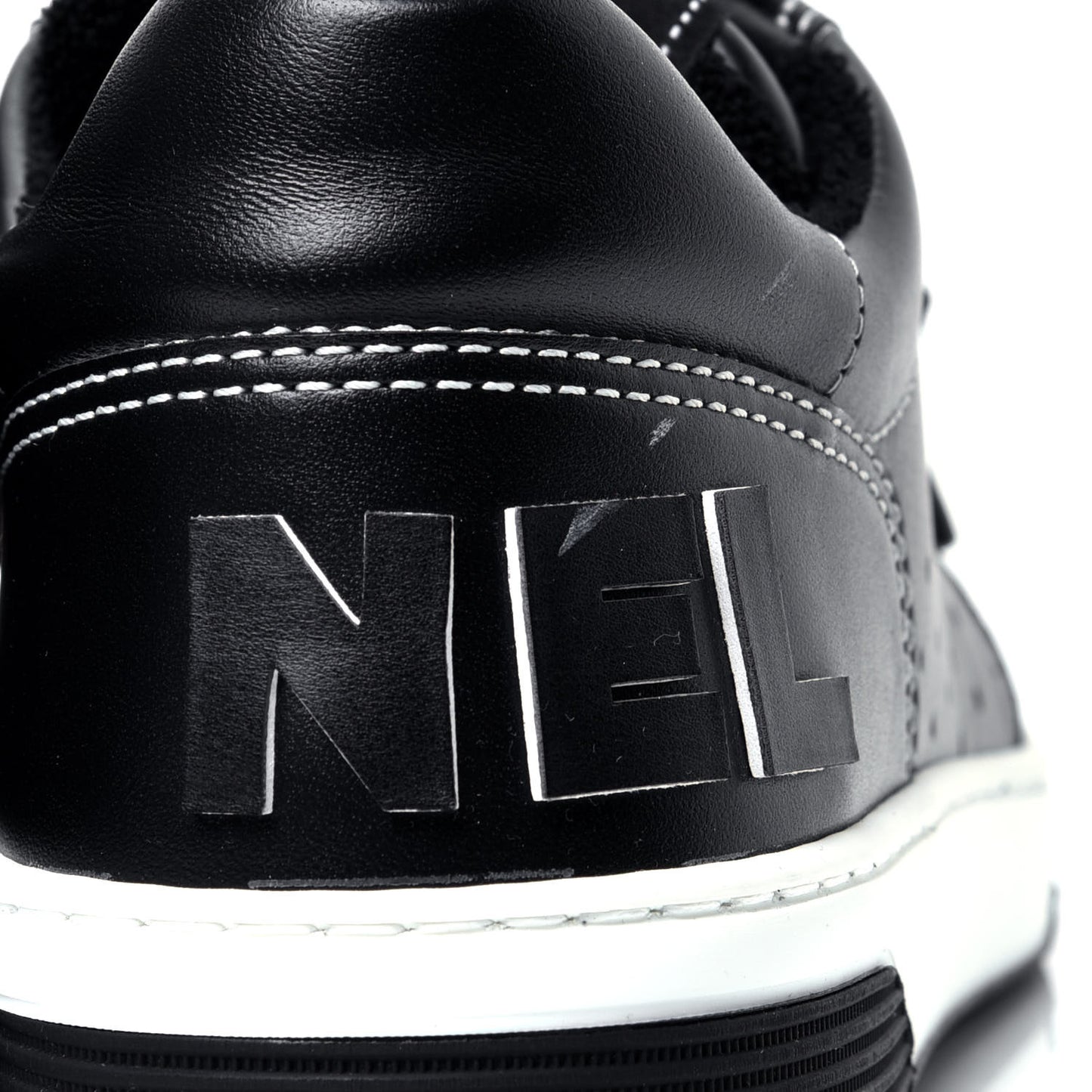 Calfskin Womens Logo Sneakers 38 Black White