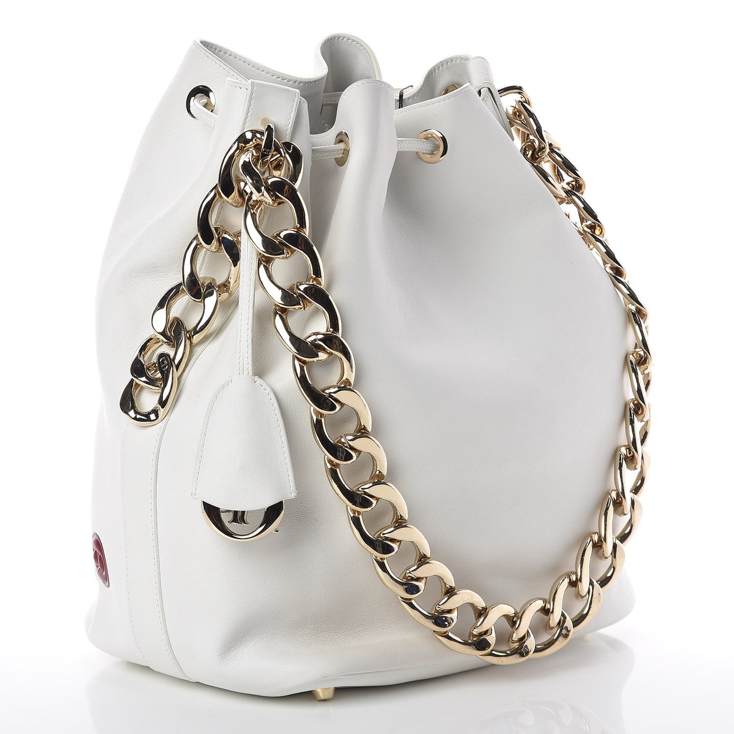 Calfskin Paradise Bubble Bucket Bag White