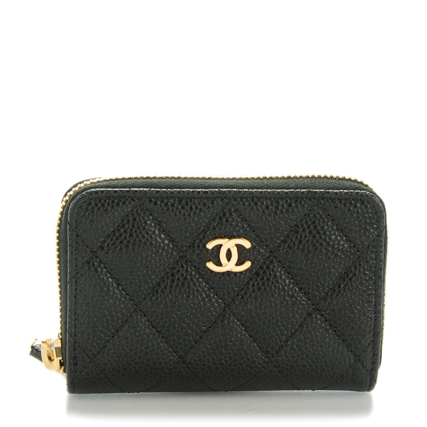 Caviar Quilted Zip Coin Purse Black
