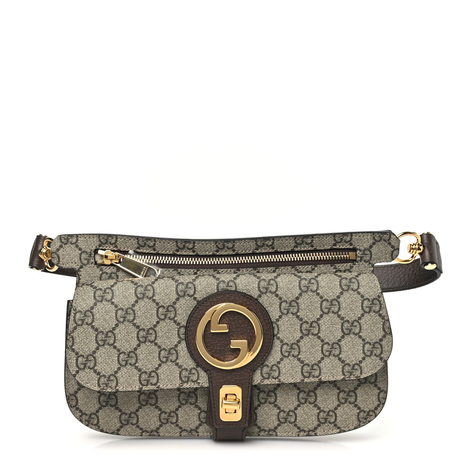 Gucci GG Supreme Monogram Textured Dollar Calfskin Blondie Belt Bag Beige Ebony New Acero 1 of 9