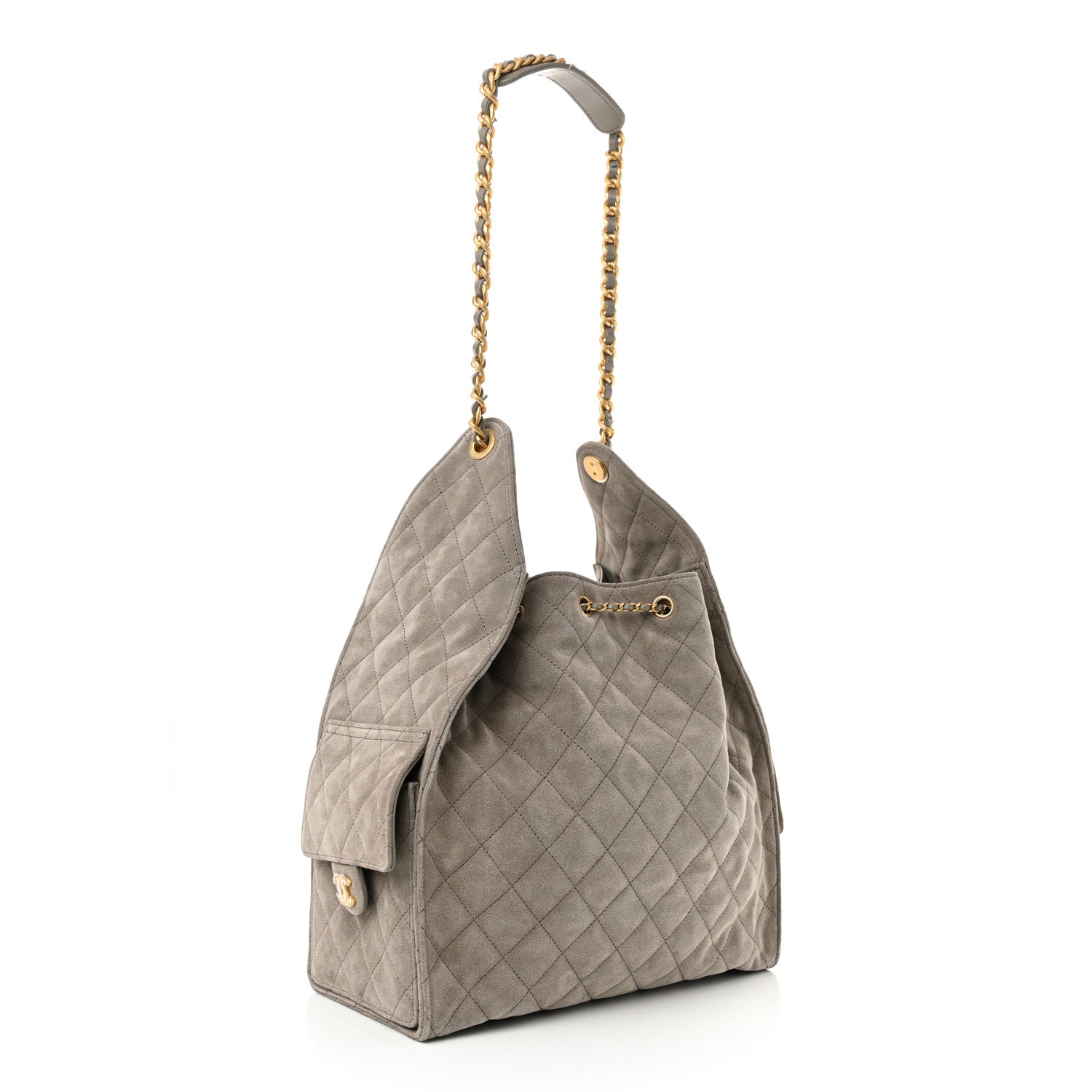 Chanel Suede Quilted Medium Chanel 25 Handbag Dark Grey 4 of 13