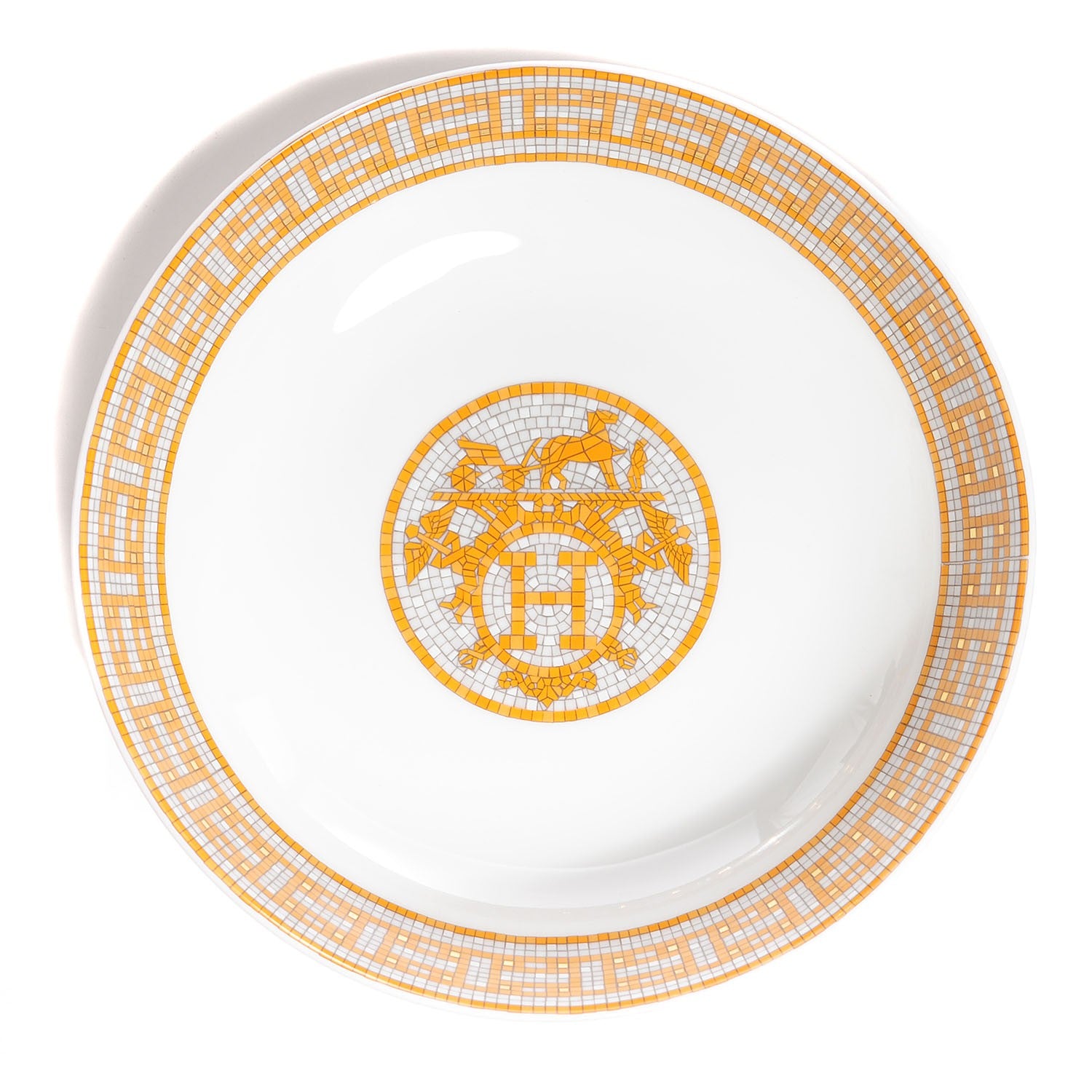 Hermes Porcelain Mosaique au 24 Calotte Plate Set of 2 1 of 5
