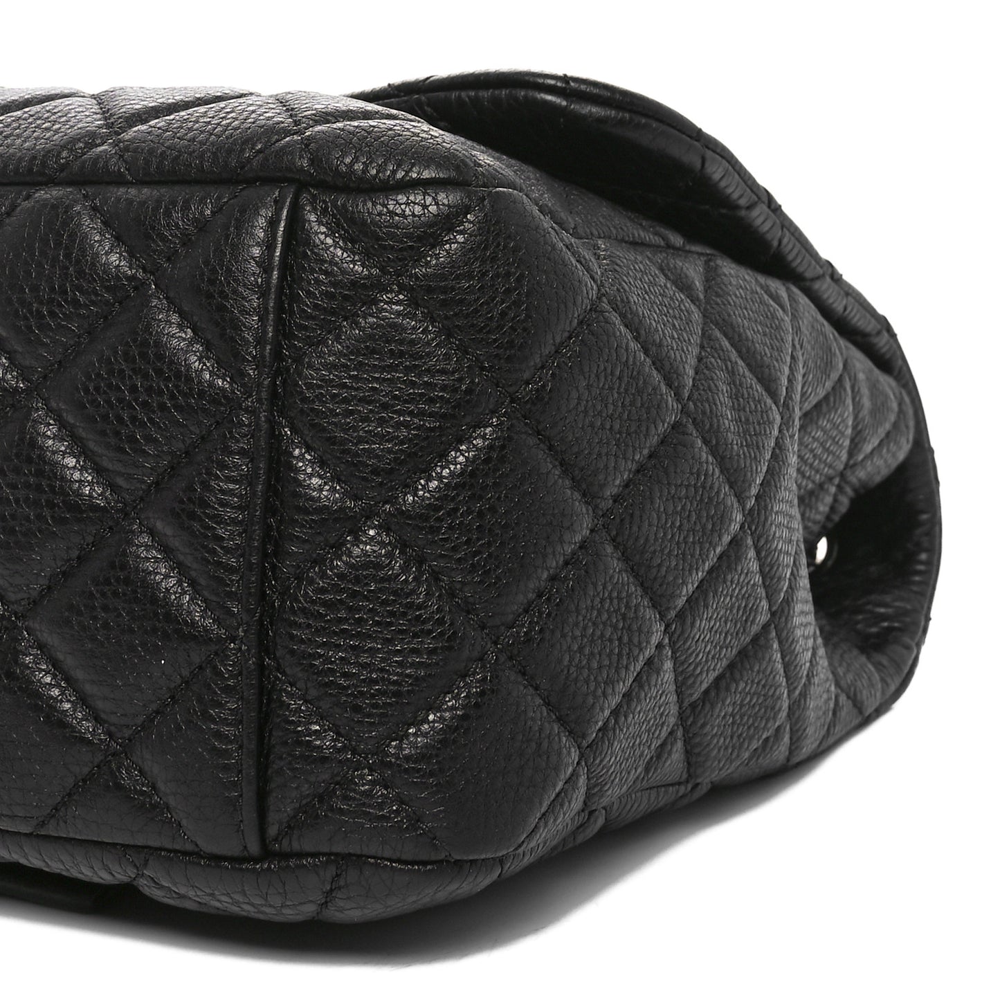 Grained Calfskin Quilted Small XXL Travel Flap Bag Black