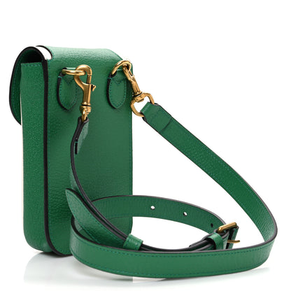 Gucci X ADIDAS Textured Dollar Calfskin Trefoil Embossed Phone Crossbody Bag New Shamarock 3 of 10
