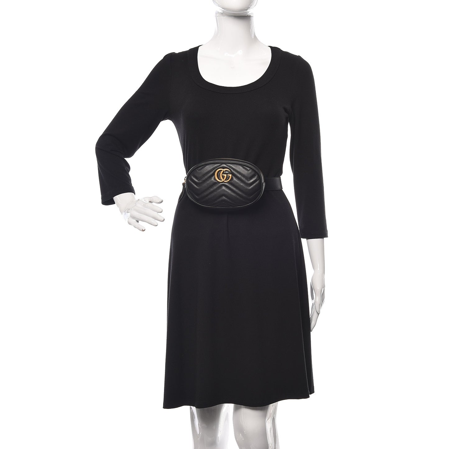 Calfskin Matelasse GG Marmont Belt Bag 85 34 Black