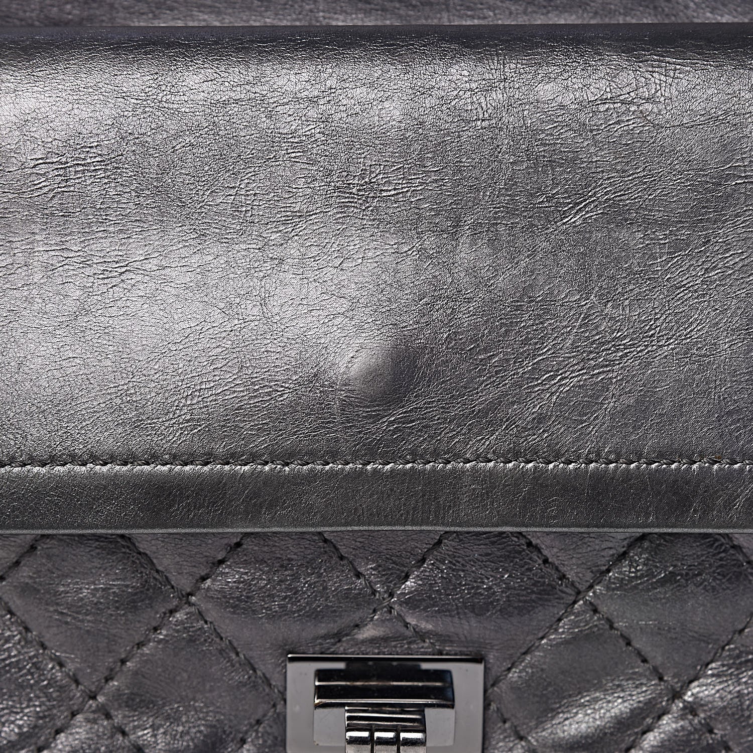 Chanel Metallic Aged Calfskin Quilted 2.55 Reissue 225 Flap Dark Silver 9 of 16
