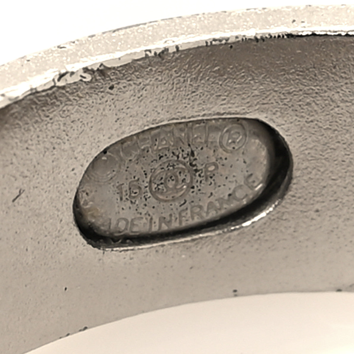 Crystal Baguette CC Logo Ring 54 7 Silver