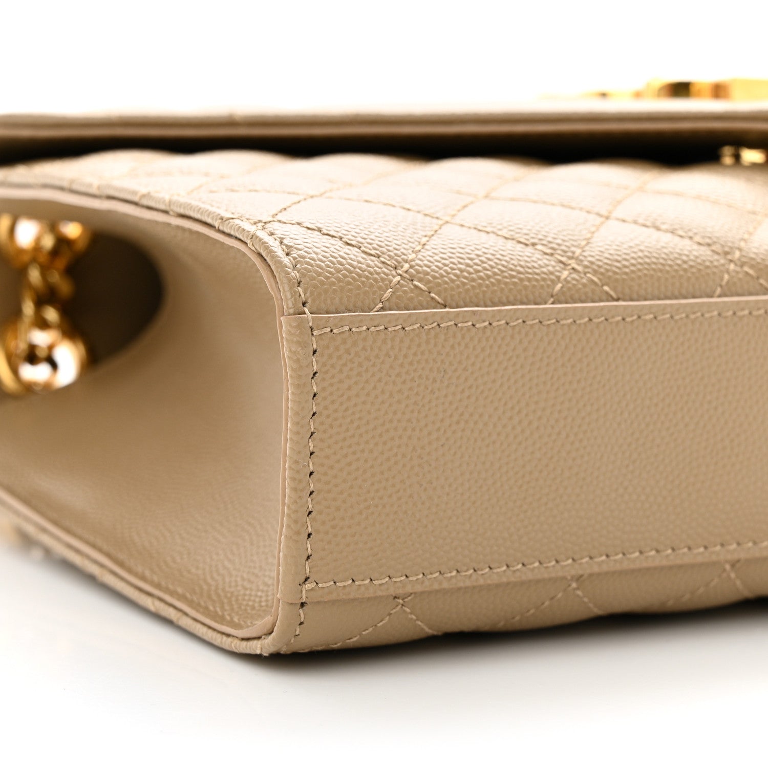 Saint Laurent Grain De Poudre Textured Mixed Matelasse Medium Triquilt Monogram Satchel Dark Latte 8 of 12