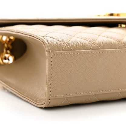 Saint Laurent Grain De Poudre Textured Mixed Matelasse Medium Triquilt Monogram Satchel Dark Latte 8 of 12