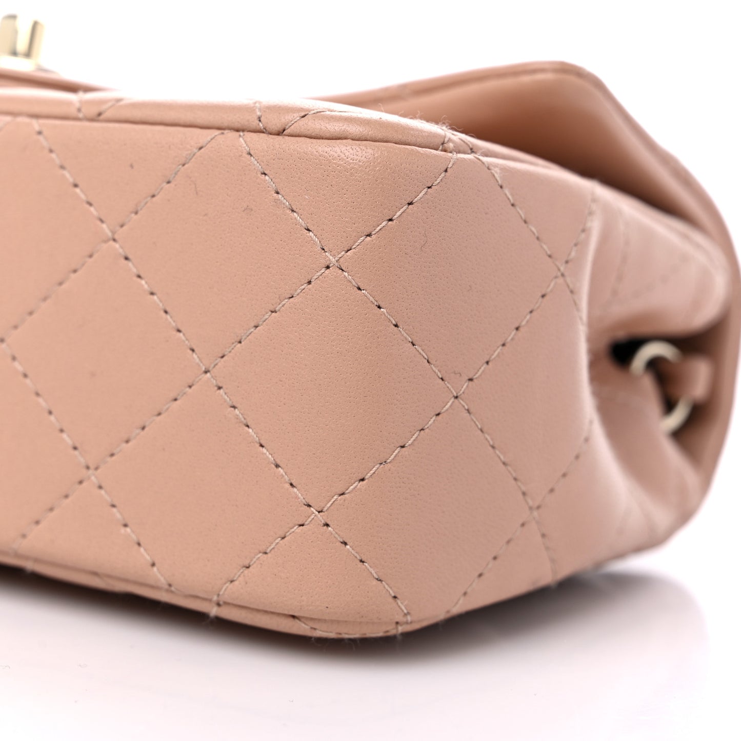Lambskin Quilted Mini Rectangular Flap Beige