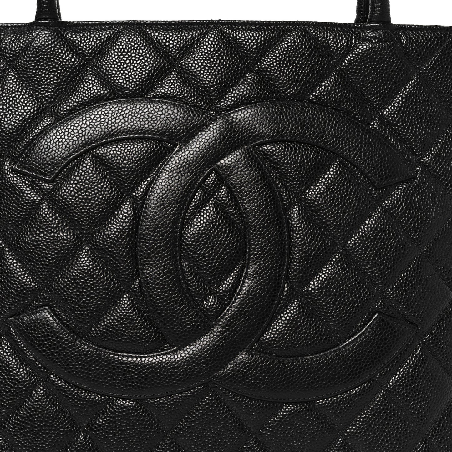 Caviar Quilted Medallion Tote Black